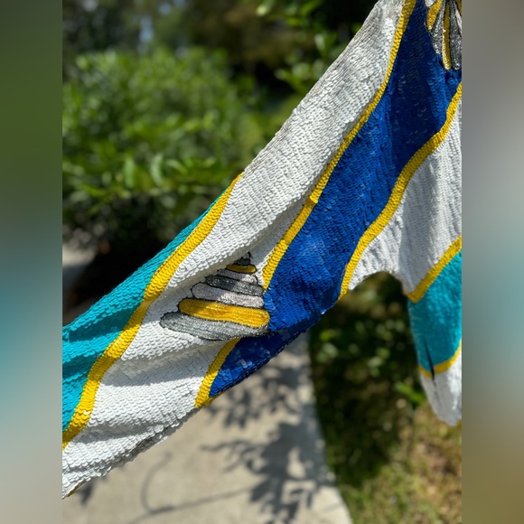 Vintage Cache Nautical Sequin Coat, oversized small. - Picture 3 of 11